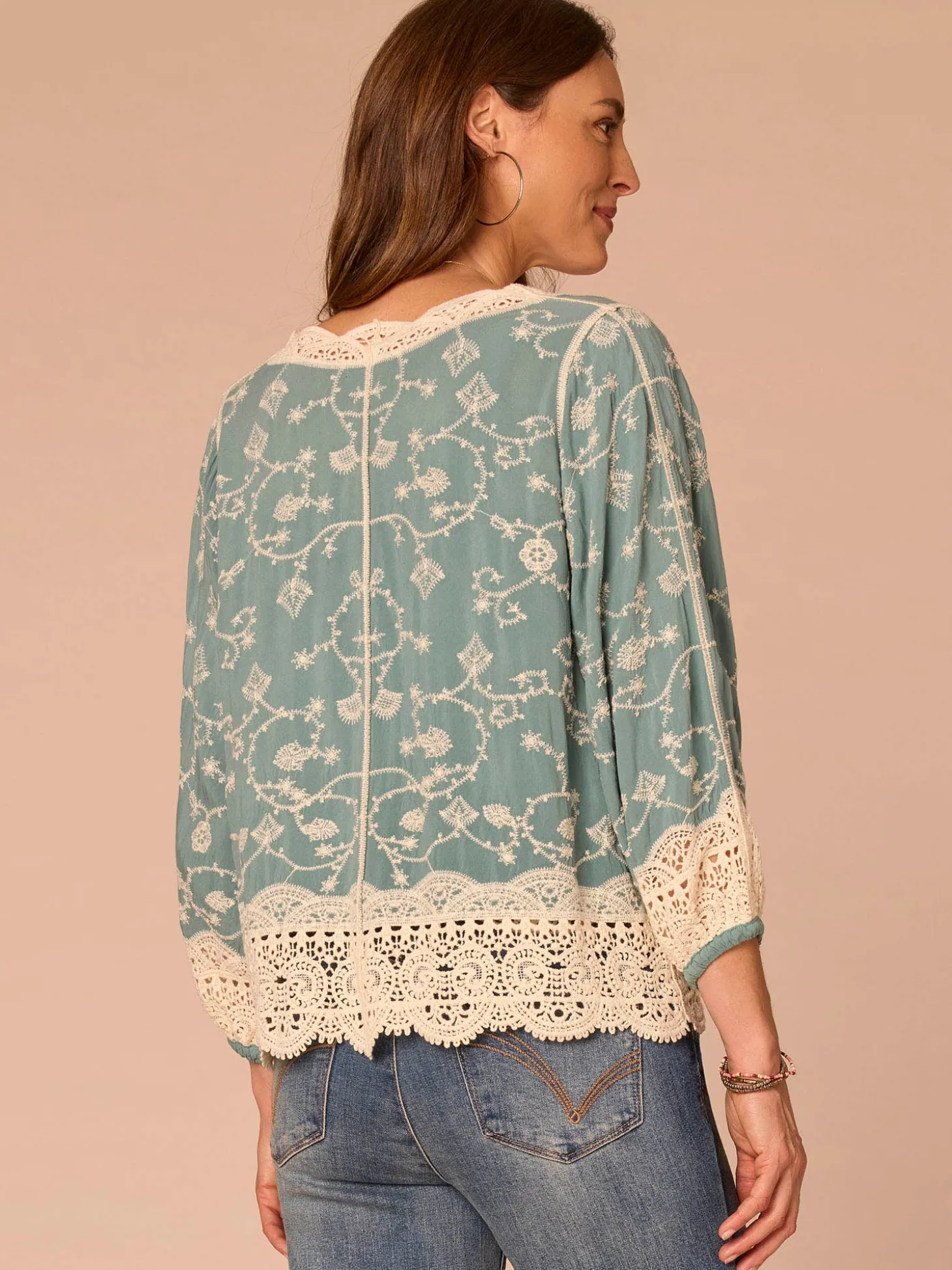 Three Quarter Blouson Sleeve Open Front Cropped Petite Woven Jacket