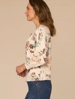 Three Quarter Sleeve Round Neck Reversible Printed Sweater Cardigan